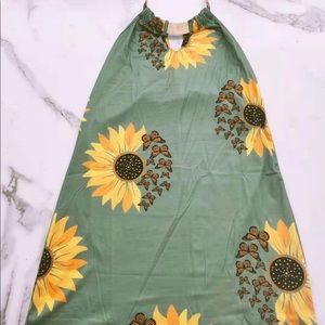 Sunflower Butterfly Print Cutout Sleeveless Casual Dress